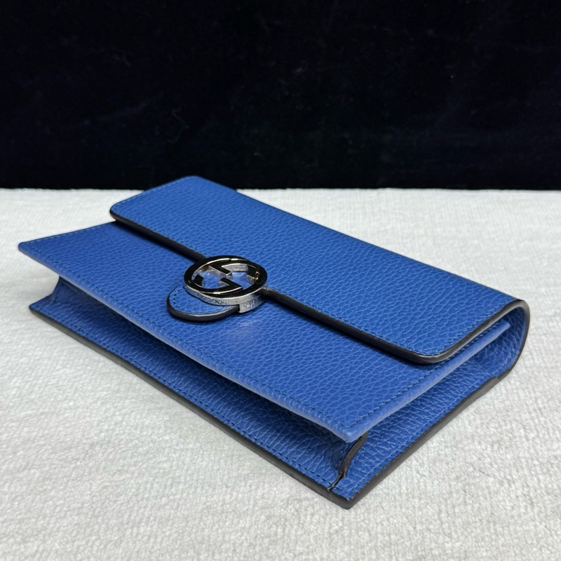 Gucci古驰 蓝色全皮风琴woc链条包 成色99新-2