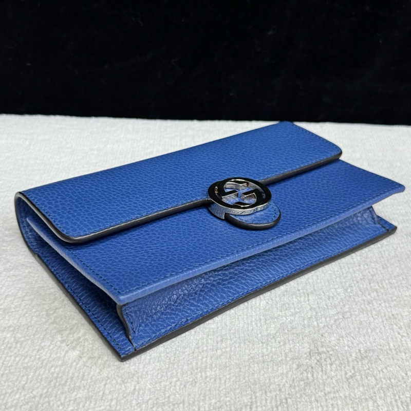 Gucci古驰 蓝色全皮风琴woc链条包 成色99新-3