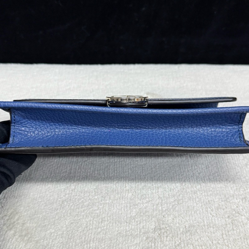 Gucci古驰 蓝色全皮风琴woc链条包 成色99新-4