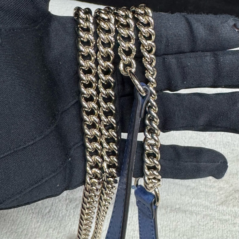 Gucci古驰 蓝色全皮风琴woc链条包 成色99新-7