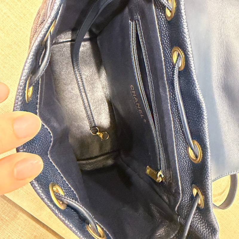 Chanel Vanity case深藍荔枝牛皮 雙肩包 後背包-2