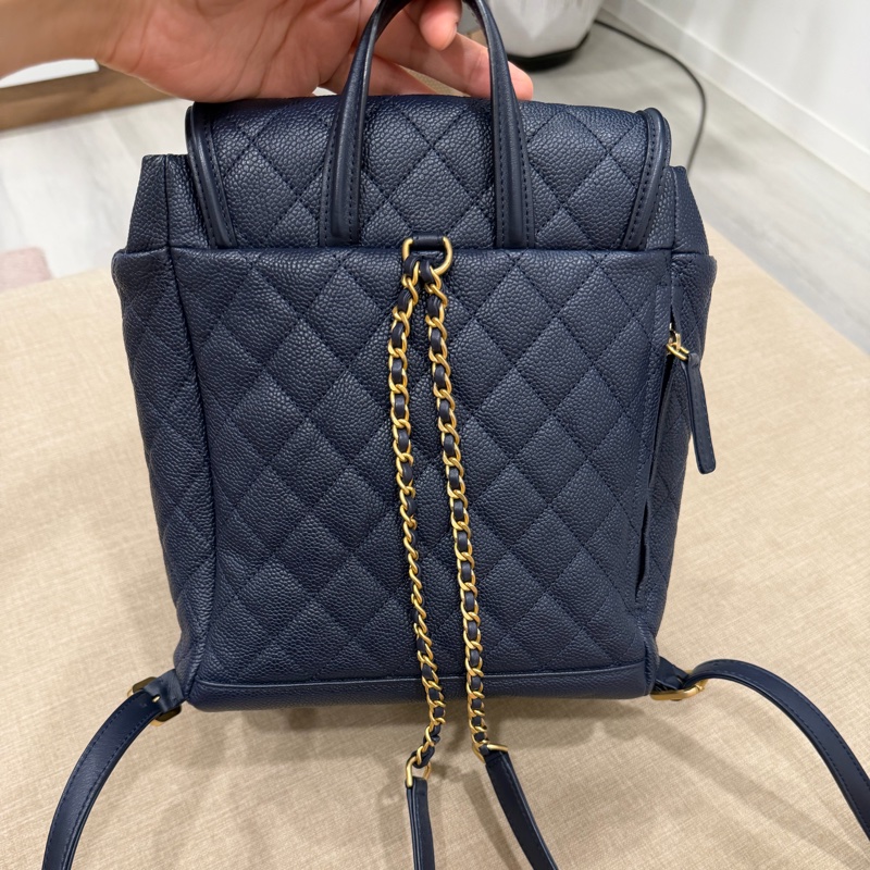 Chanel Vanity case深藍荔枝牛皮 雙肩包 後背包-3