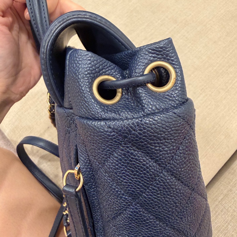 Chanel Vanity case深藍荔枝牛皮 雙肩包 後背包-4