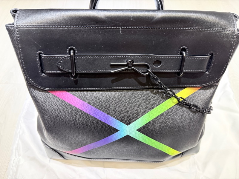 LV 路易威登 限量彩虹 Taiga Steamer PM 公文包 手提包 斜背包 黑色 M30339 LV-0