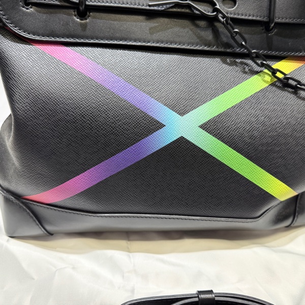 LV 路易威登 限量彩虹 Taiga Steamer PM 公文包 手提包 斜背包 黑色 M30339 LV-5