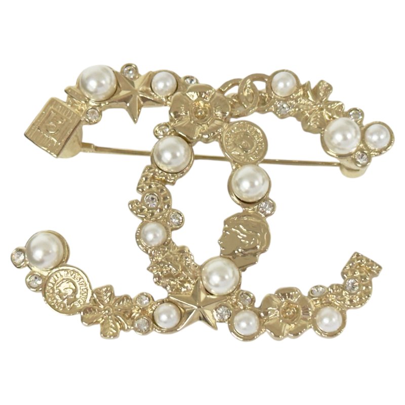 CHANEL CC 經典元素 水鑽 珠珠 胸針-2