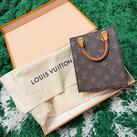LOUIS VUITTON Petit Sac Plat 單肩包 手提包 Monogram 帆布 二手 女士
