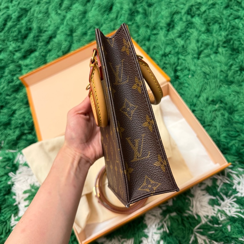 LOUIS VUITTON Petit Sac Plat 單肩包 手提包 Monogram 帆布 二手 女士-3