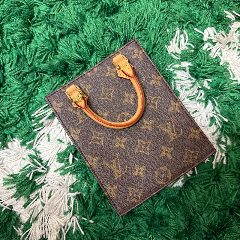 LOUIS VUITTON Petit Sac Plat 單肩包 手提包 Monogram 帆布 二手 女士-5