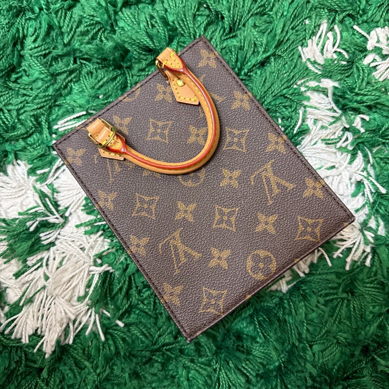 LOUIS VUITTON Petit Sac Plat 單肩包 手提包 Monogram 帆布 二手 女士-6