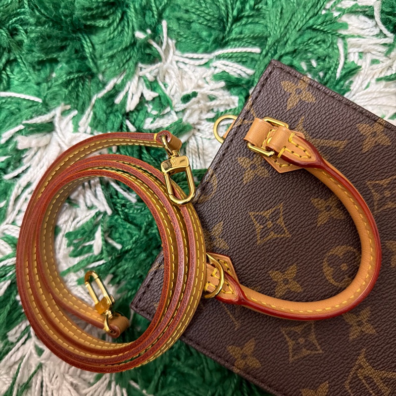 LOUIS VUITTON Petit Sac Plat 單肩包 手提包 Monogram 帆布 二手 女士-9