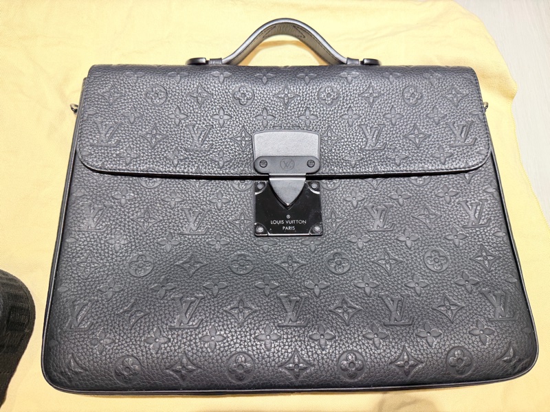 LV 路易威登 男士2023新款S-LOCK老花壓紋牛皮手提公文包-5