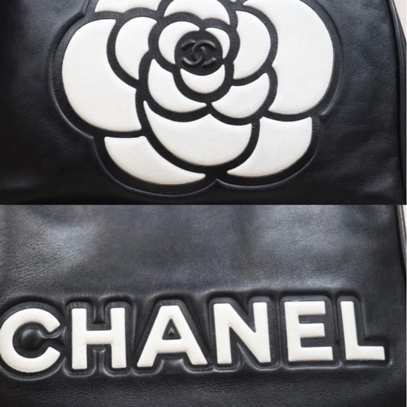 「JL精品代購」9新 Chanel 香奈兒山茶花黑托特包-9