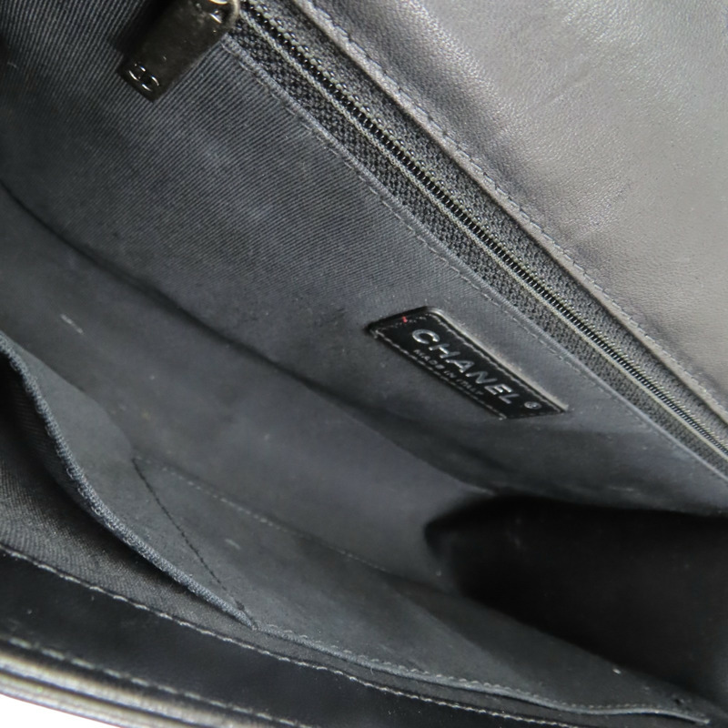 黑色 菱格紋 羊皮 Boy 28 鍊帶 肩背包 銀釦【CHANEL 香奈兒】 A92193-4