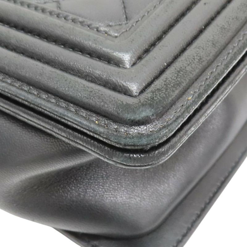 黑色 菱格紋 羊皮 Boy 28 鍊帶 肩背包 銀釦【CHANEL 香奈兒】 A92193-12