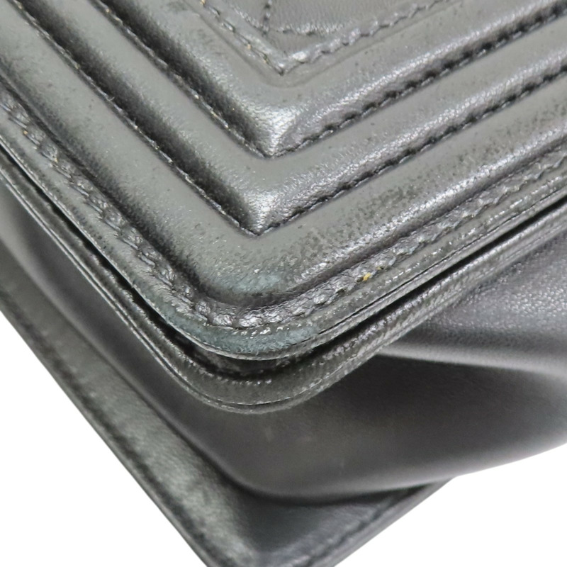 黑色 菱格紋 羊皮 Boy 28 鍊帶 肩背包 銀釦【CHANEL 香奈兒】 A92193-13