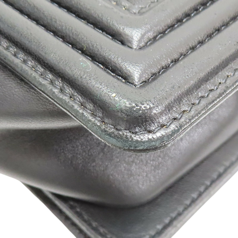 黑色 菱格紋 羊皮 Boy 28 鍊帶 肩背包 銀釦【CHANEL 香奈兒】 A92193-14