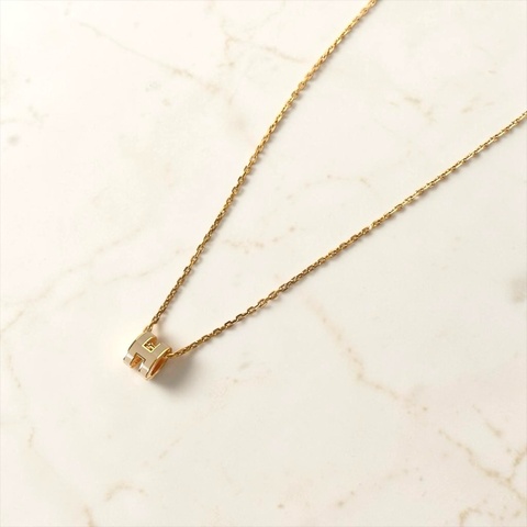 莉亞精品♡HERMES mini奶茶玫瑰金H項鍊 二手