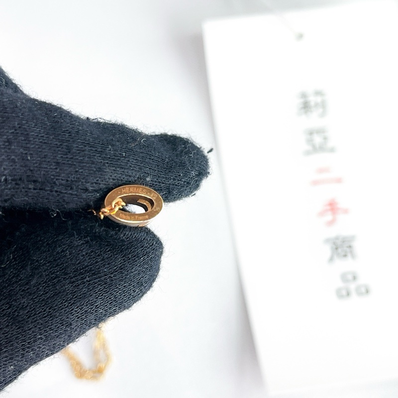 莉亞精品♡HERMES mini奶茶玫瑰金H項鍊 二手-8