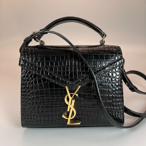 YSL 623930  黑鱷魚壓紋CASSANDRA兩用包