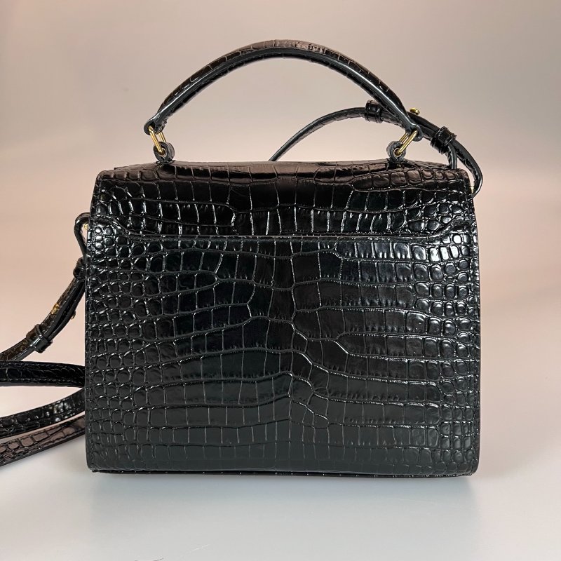 YSL 623930  黑鱷魚壓紋CASSANDRA兩用包-1