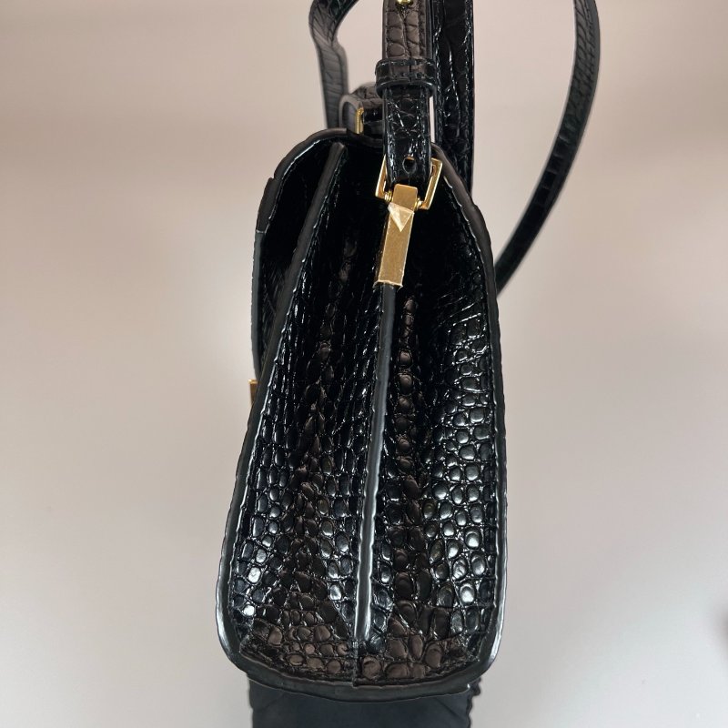 YSL 623930  黑鱷魚壓紋CASSANDRA兩用包-3