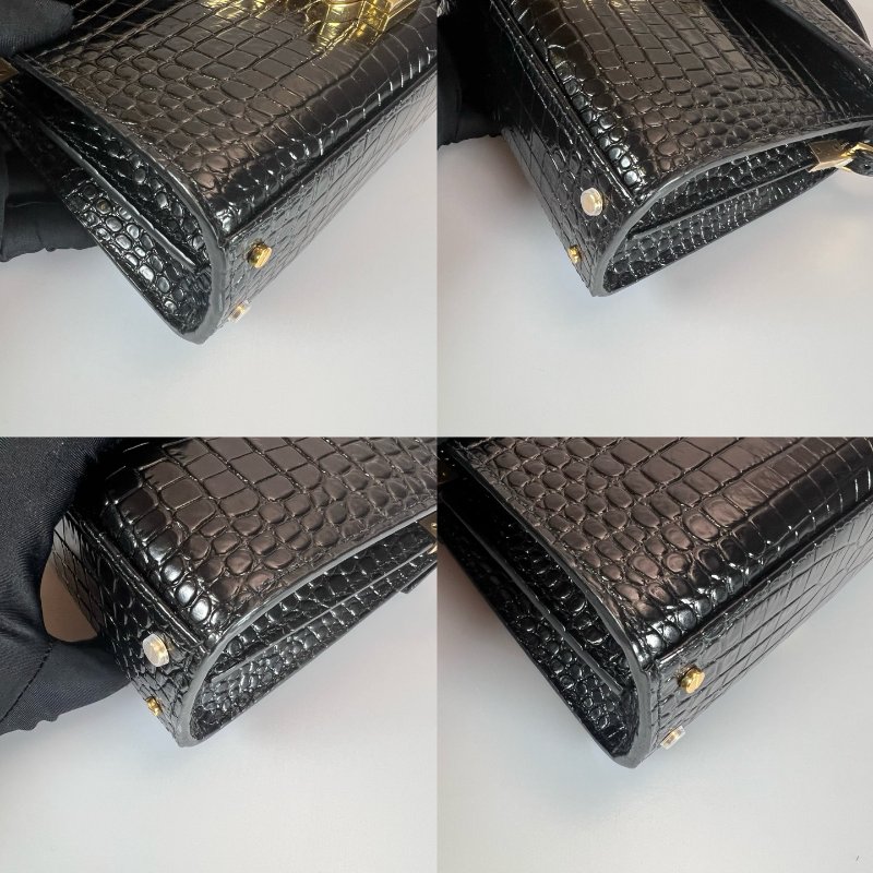 YSL 623930  黑鱷魚壓紋CASSANDRA兩用包-9