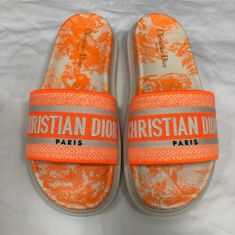 閒置新 未使用 迪奧/Dior 動物園拖鞋 38.5碼 附件:塵袋-2
