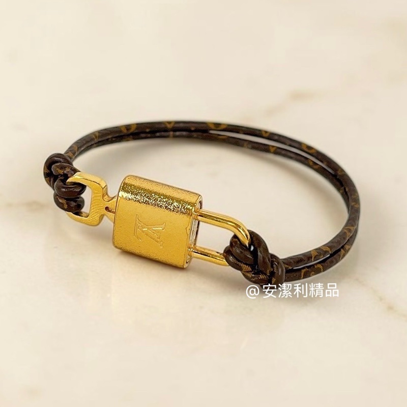 莉亞精品♡LV m8015F 鎖頭鑰匙老花手環 二手-0