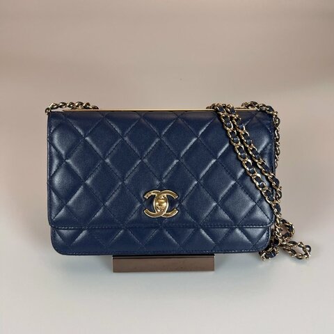 CHANEL TRENDY WOC金鍊包羊皮藍 保卡款29開