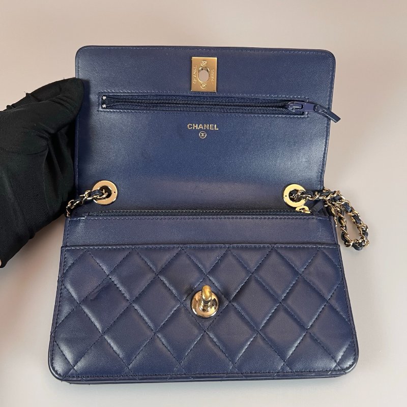 CHANEL TRENDY WOC金鍊包羊皮藍 保卡款29開-4