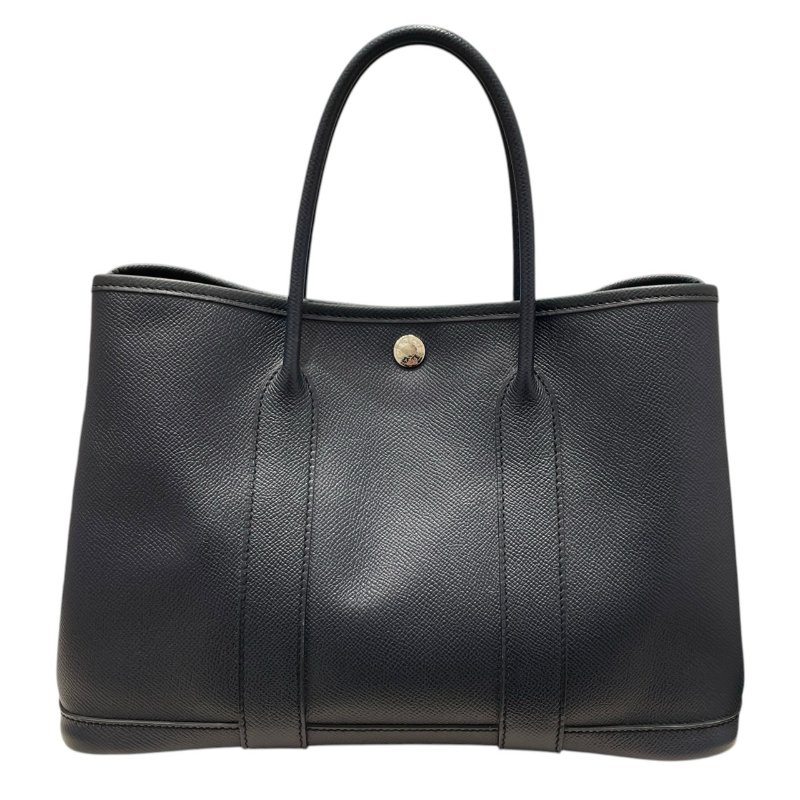 HERMES 愛馬仕 GARDEN PARTY 30 托特包 EPSOM皮 深藍色系 銀釦-0