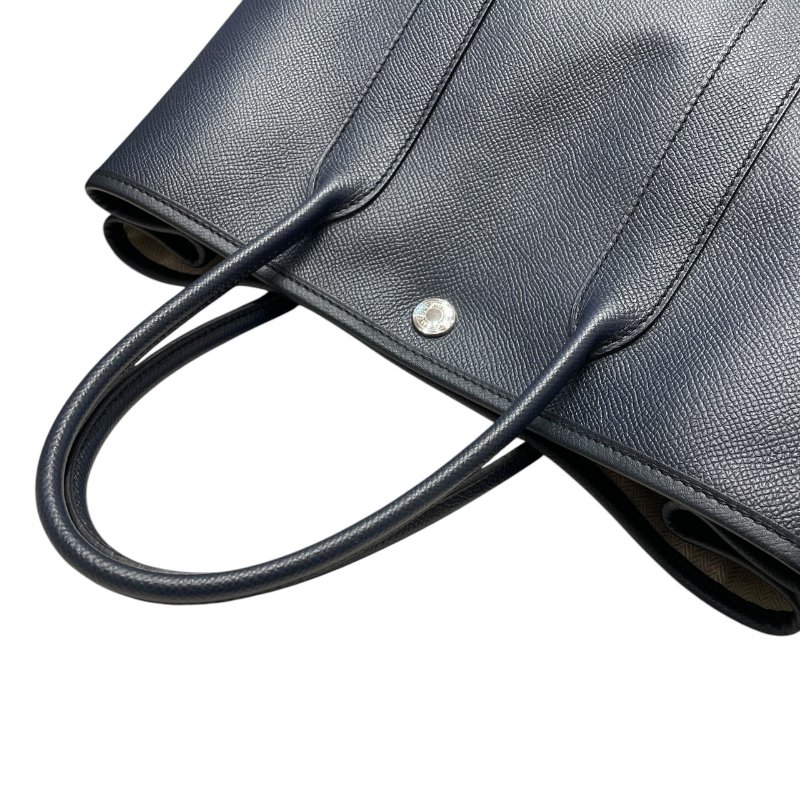 HERMES 愛馬仕 GARDEN PARTY 30 托特包 EPSOM皮 深藍色系 銀釦-9