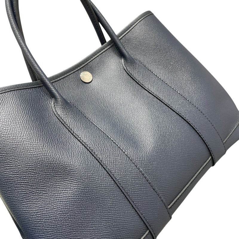 HERMES 愛馬仕 GARDEN PARTY 30 托特包 EPSOM皮 深藍色系 銀釦-10