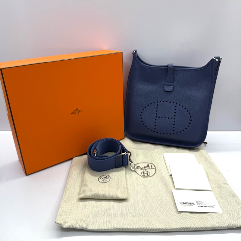 HERMES 愛馬仕 7E布萊頓藍EVELYN III 29 PM  斜背包 C刻-2