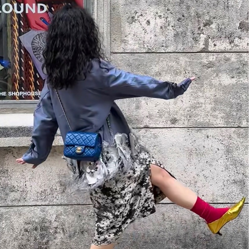 莉亞精品♡Chanel荔枝藍方胖子 二手-1