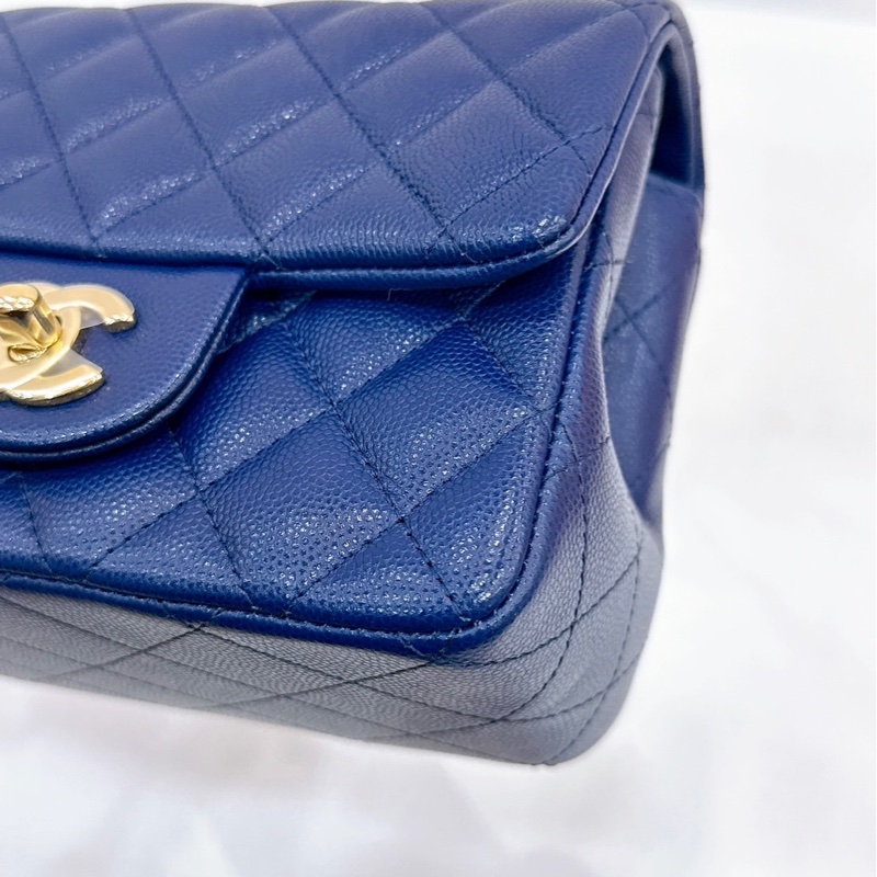 莉亞精品♡Chanel荔枝藍方胖子 二手-8