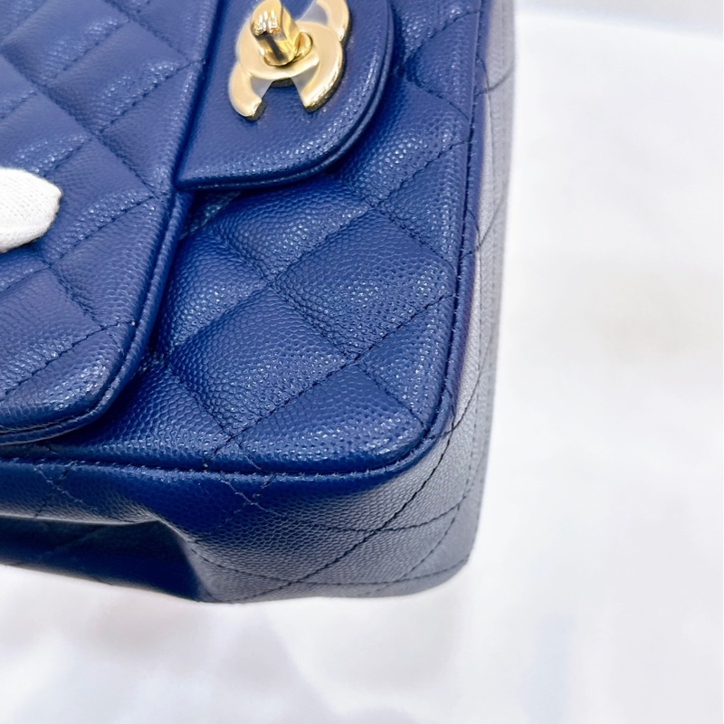 莉亞精品♡Chanel荔枝藍方胖子 二手-9