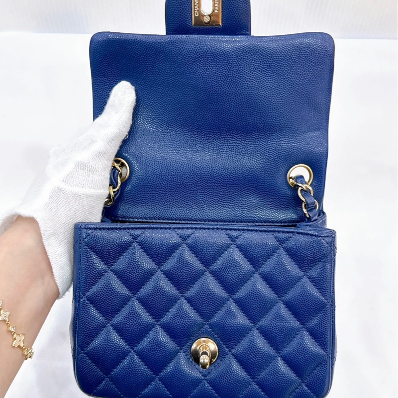 莉亞精品♡Chanel荔枝藍方胖子 二手-13