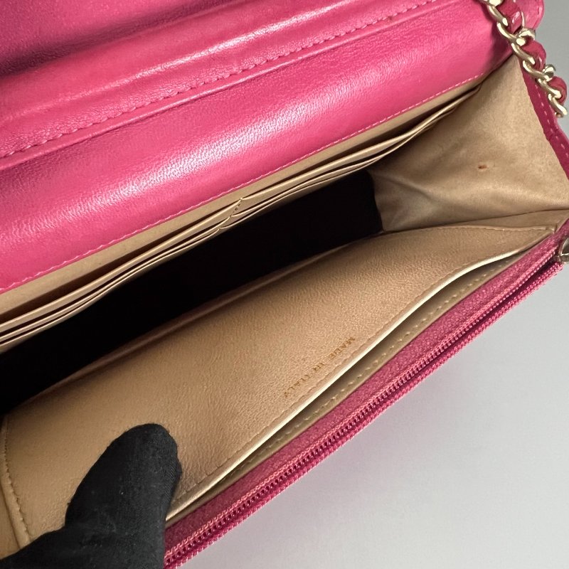 CHANEL 山茶花壓花銀扣WOC包 粉 18開-6