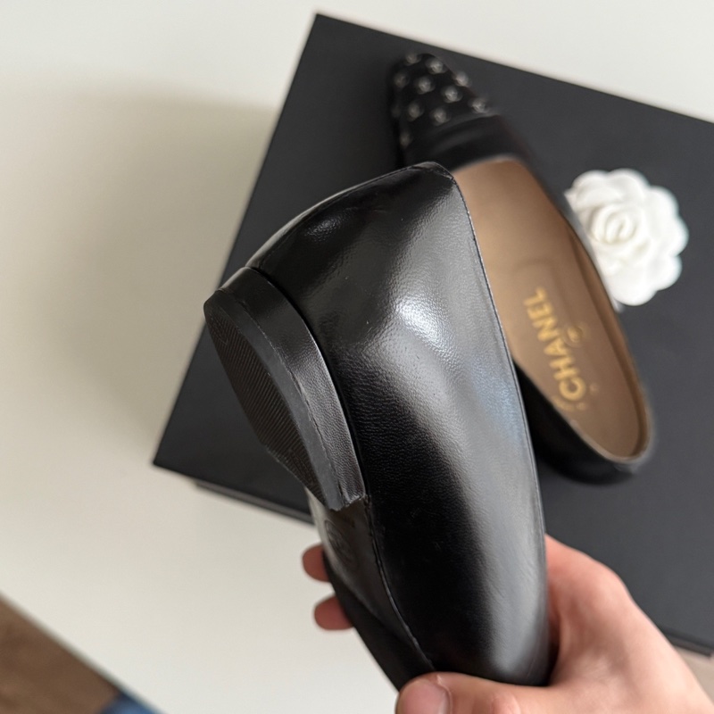 香奈兒CHANEL Vintage滿印logo小貓跟尖頭鞋 size:35.5-5