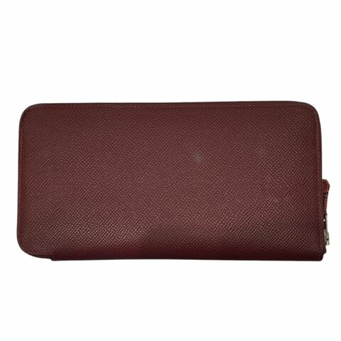 HERMERS 愛馬仕 SILK IN 絲巾長夾 EPSOM 皮革 酒紅色 銀釦