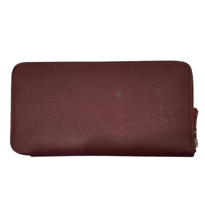 HERMERS 愛馬仕 SILK IN 絲巾長夾 EPSOM 皮革 酒紅色 銀釦-0