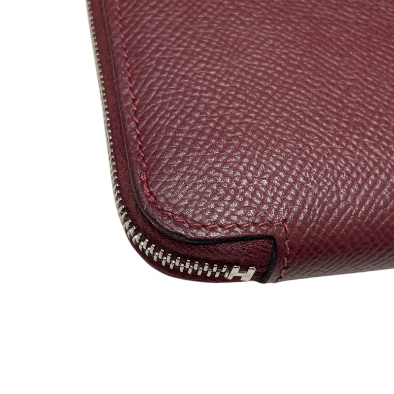 HERMERS 愛馬仕 SILK IN 絲巾長夾 EPSOM 皮革 酒紅色 銀釦-5