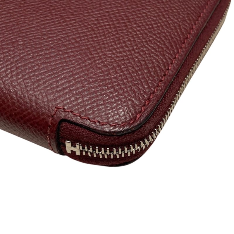 HERMERS 愛馬仕 SILK IN 絲巾長夾 EPSOM 皮革 酒紅色 銀釦-8