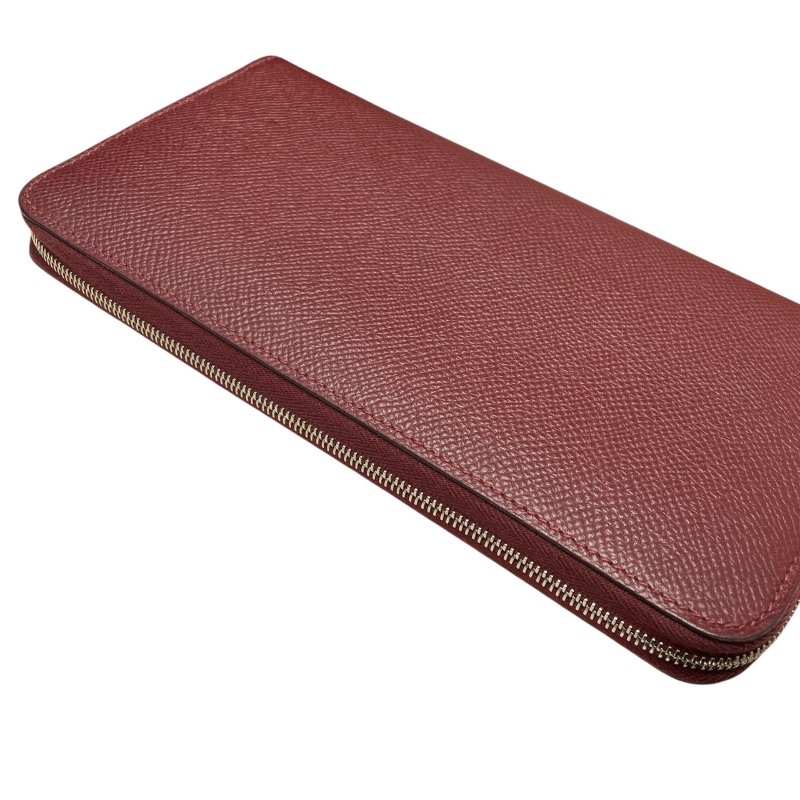 HERMERS 愛馬仕 SILK IN 絲巾長夾 EPSOM 皮革 酒紅色 銀釦-9