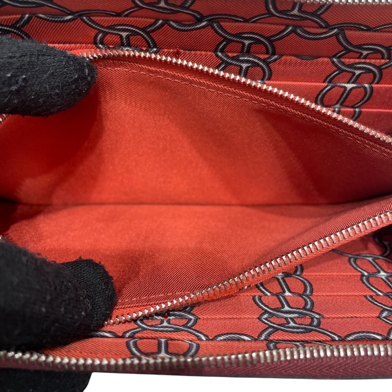 HERMERS 愛馬仕 SILK IN 絲巾長夾 EPSOM 皮革 酒紅色 銀釦-11