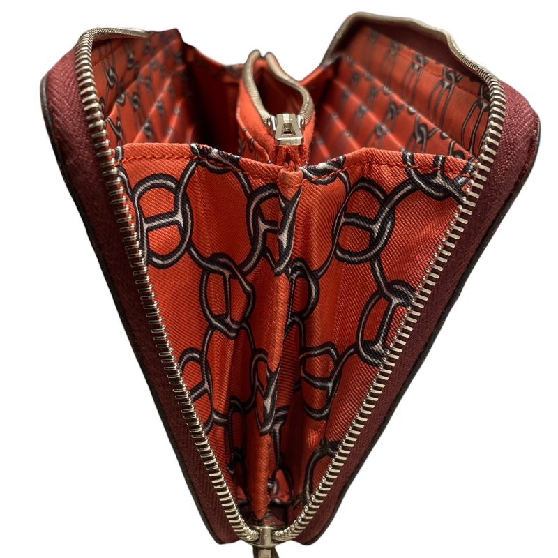 HERMERS 愛馬仕 SILK IN 絲巾長夾 EPSOM 皮革 酒紅色 銀釦-13