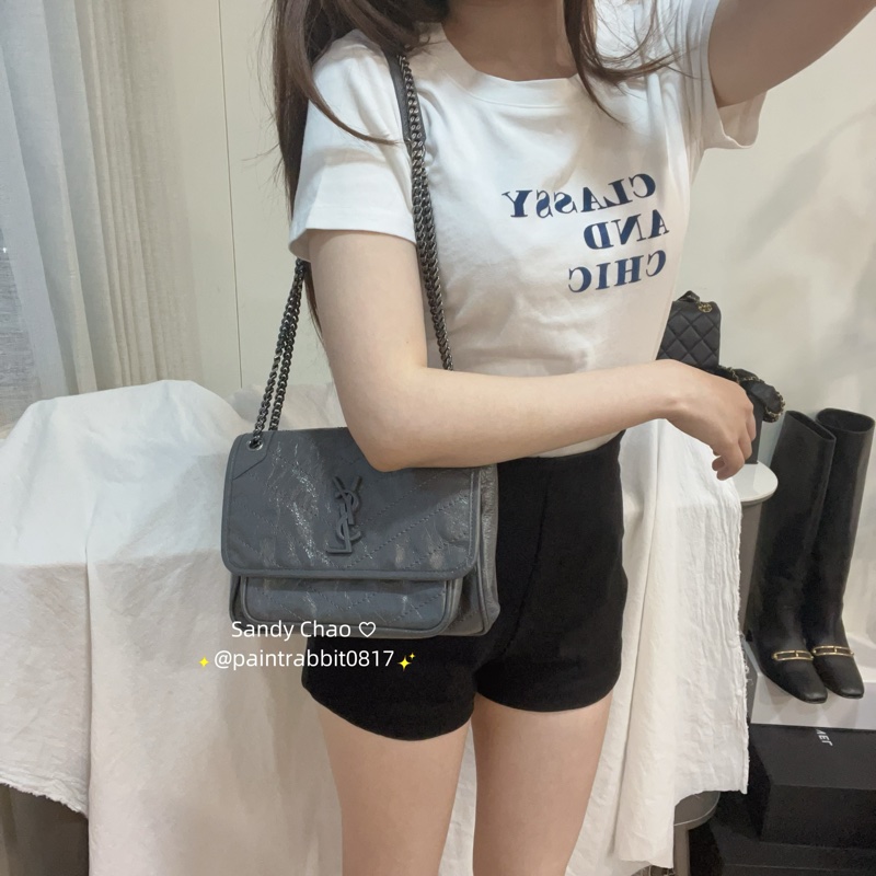 ෆ YSL NIKI BABY灰色🈶收據-0