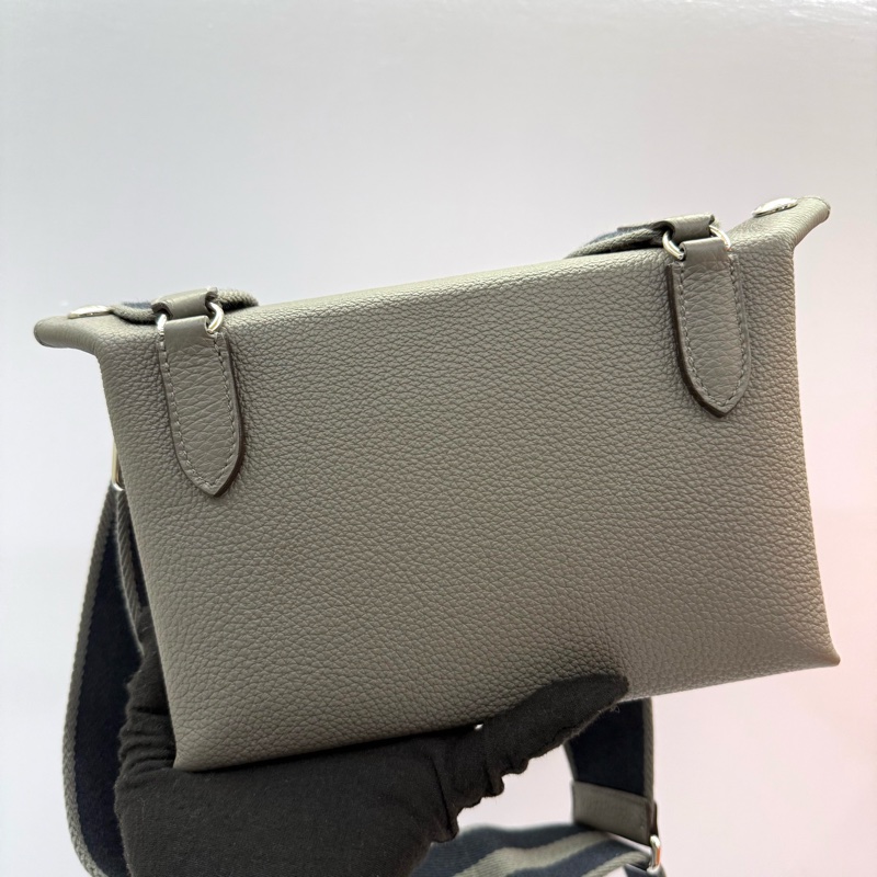 HERMES 愛馬仕 灰色VIDEPOCHES TOGO 肩背包 B刻-1